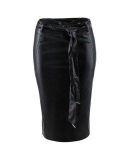 черна кожена пола ELASTIK