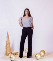 широк черен панталон NELSON