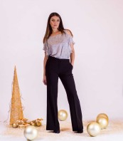 широк черен панталон NELSON