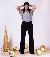 широк черен панталон NELSON