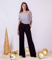 широк черен панталон NELSON