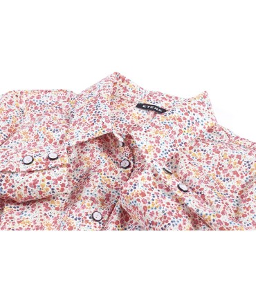 Лятна дамска риза дълъг ръкав на червени ситни цветя от ЕТЕРЕ