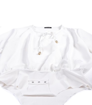 Бяла ефектна риза с прехвърляне ETERE