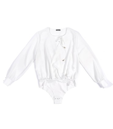 Бяла ефектна риза с прехвърляне ETERE