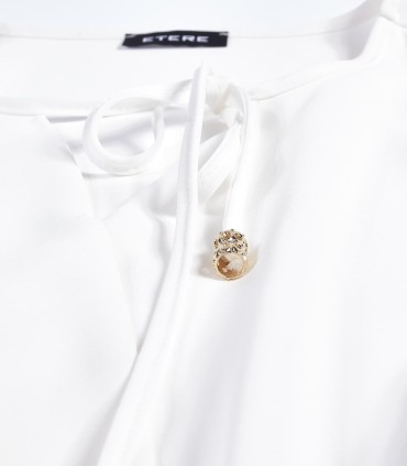 Бяла ефектна риза с прехвърляне ETERE