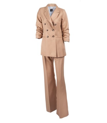 Широк дамски панталон в бежав цвят от Етере