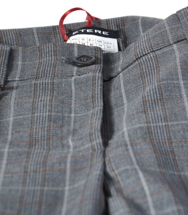 Дамски панталон в сиво каре от 100% вълна - нова колекция ЕТЕРЕ