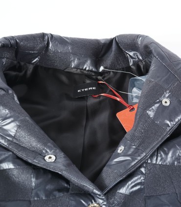 Черно шушлеково яке с вълна и карирани елементи от ЕТЕРЕ