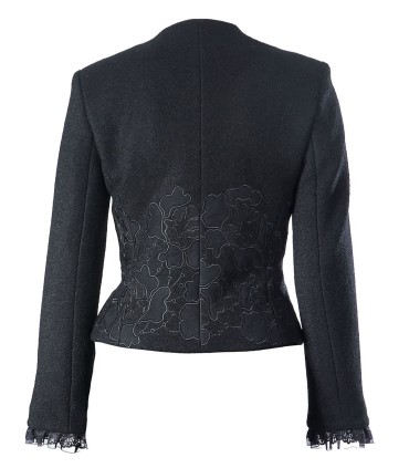 Черно дамско вълнено сако с черни бродерии от ЕТЕРЕ