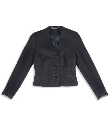 Черно дамско вълнено сако с черни бродерии от ЕТЕРЕ