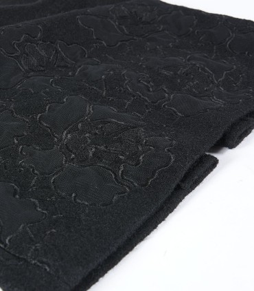 Черна дамска вълнена пола с бродерии до коляното