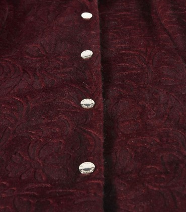 Късо дамско Пухкаво палто в як бордо цвят с колан от ЕТЕРЕ