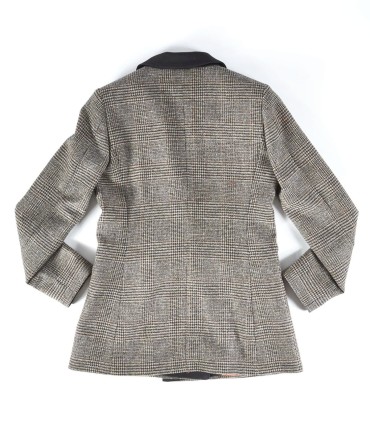 Карирано удължено сако от 100% вълна с оранжеви акценти