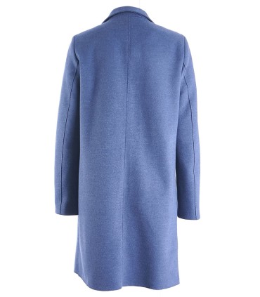 Дамско синьо дълго памучно яке тип манто с екстравагантна визия и стил