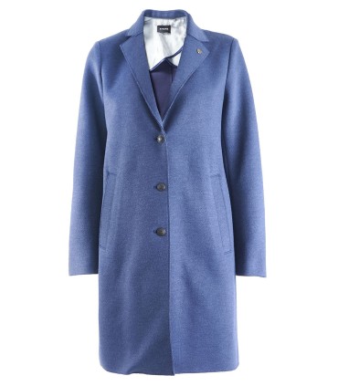 Дамско синьо дълго памучно яке тип манто с екстравагантна визия и стил