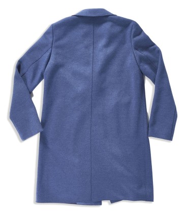 Дамско синьо дълго памучно яке тип манто с екстравагантна визия и стил