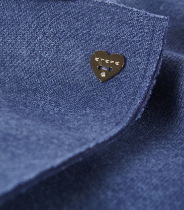 Дамско синьо дълго памучно яке тип манто с екстравагантна визия и стил