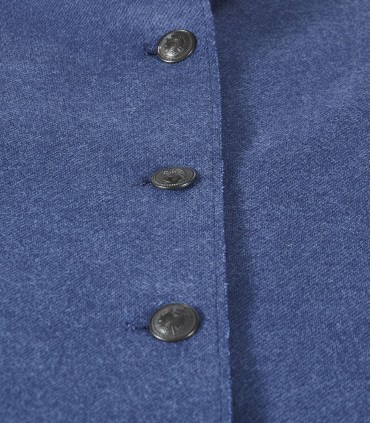 Дамско синьо дълго памучно яке тип манто с екстравагантна визия и стил