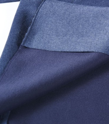 Дамско синьо дълго памучно яке тип манто с екстравагантна визия и стил