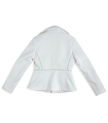Бяло дамско яке със спортно-елеганта линия и цип закопчаване