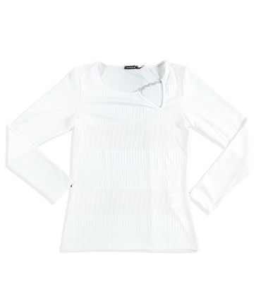 Бяла фина блуза дълъг ръкав AMO