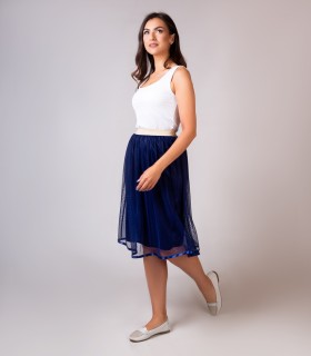 Пола с ластик в синьо