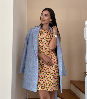 Пухкаво палто в нежно светлосиньо