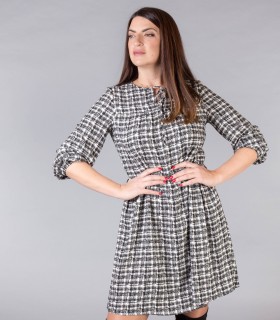 Разкроена карирана рокля MIRANDA 1