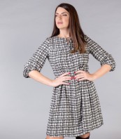 Разкроена карирана рокля MIRANDA 1