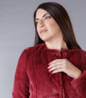 Пухено късо палто бордо FURRY 4