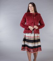 Пухено късо палто бордо FURRY 6