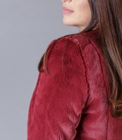 Пухено късо палто бордо FURRY 3