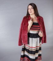 Пухено късо палто бордо FURRY 7