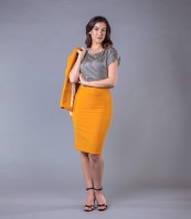 Дамско сако в жълт цвят със 7/8 ръкав