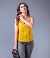 Дамски топ в актуален цвят горчица