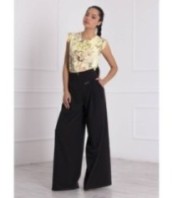 Черен вълнен панталон-пола Палацо