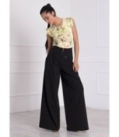 Черен вълнен панталон-пола Палацо