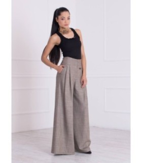 Бежов ленен панталон-пола Палацо