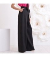 Елегантни ленени панталони Палацо с колан