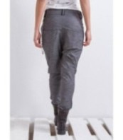 Сив панталон с ниско дъно и джобове Харем