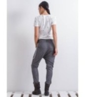 Сив панталон с ниско дъно и джобове Харем