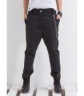 Черен панталон с ниско дъно и джобове Харем