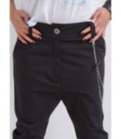 Черен панталон с ниско дъно и джобове Харем