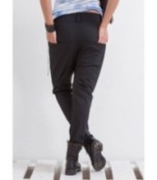 Черен панталон с ниско дъно и джобове Харем