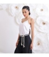 Черен ленен панталон Палацо