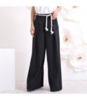 Черен ленен панталон Палацо