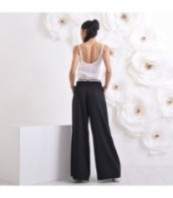 Черен ленен панталон Палацо