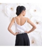 Черен ленен панталон Палацо