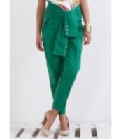 Ежедневни зелени панталони с висока талия