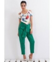 Ежедневни зелени панталони с висока талия